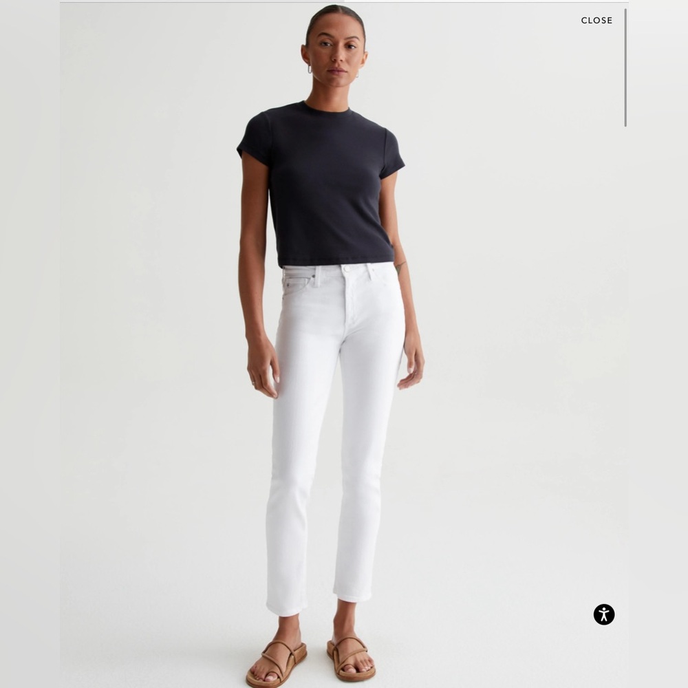AG Adriano Goldschmied The Prima Ankle Cigarette White Denim Jeans Size 26